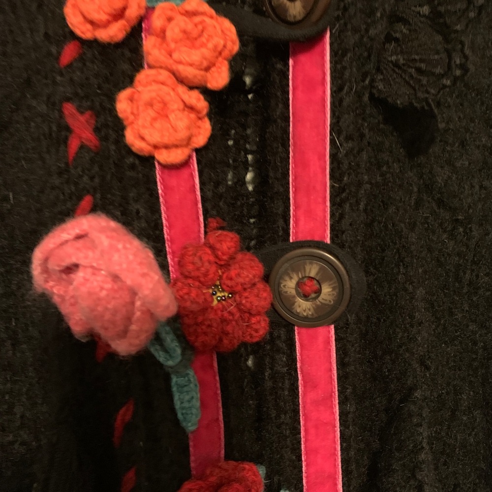 Vtg Betsey Johnson RUNWAY mohair lace ruffle sweater 90s cardigan anthro UO flor - Picture 10 of 11